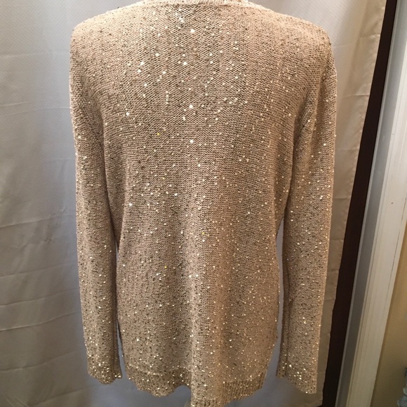 Jones New York Gold Sequence VNeck Sweater size lg - Picture 4 of 8
